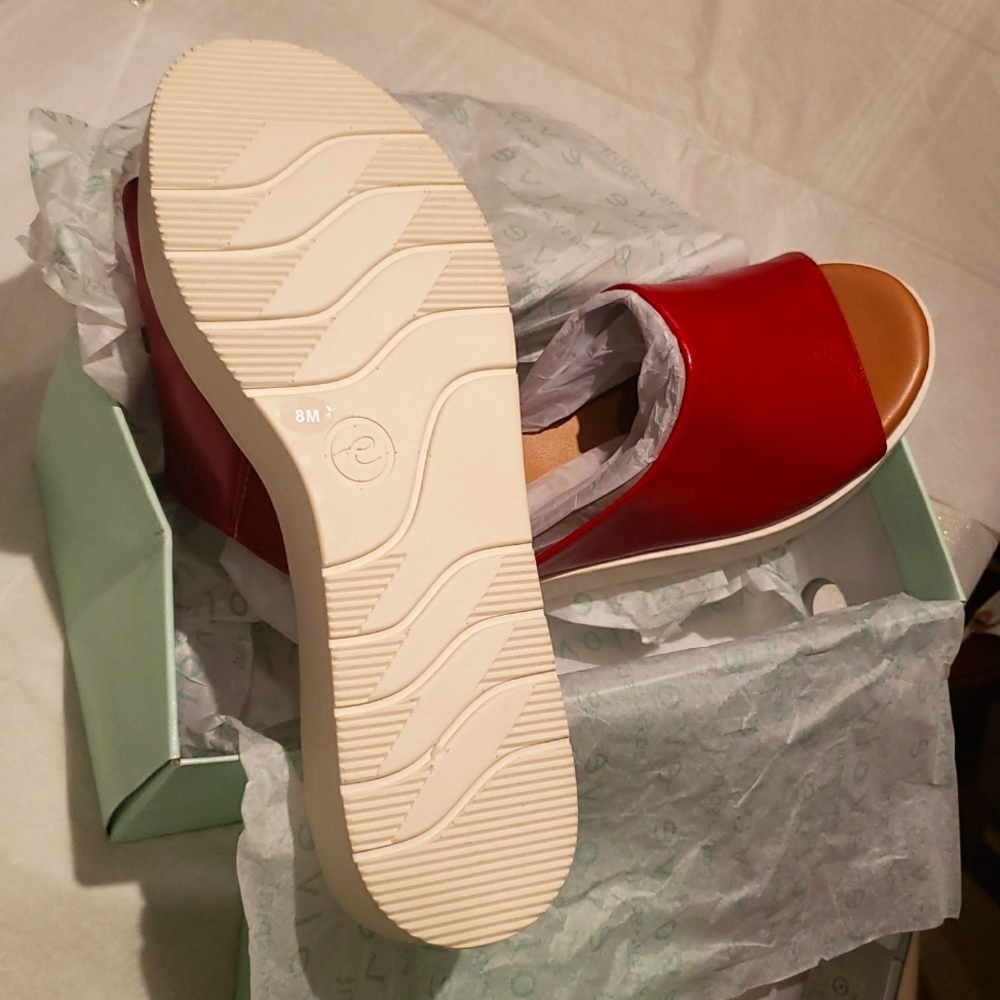 Easy Spirit new Mules Slide Platform Sandals Leather Women's NIB Red - Picture 10 of 17
